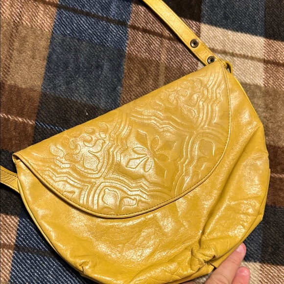 HOBO Mustard Embossed Leather Crossbody Bag - Picture 1 of 12